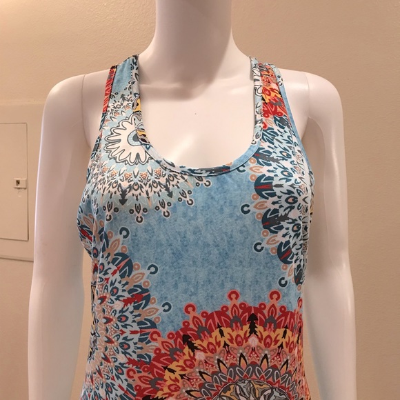 Summer Sleeveless Dress Size M Beach Dress Boho Print Tie Fringe Hemline - Picture 2 of 14